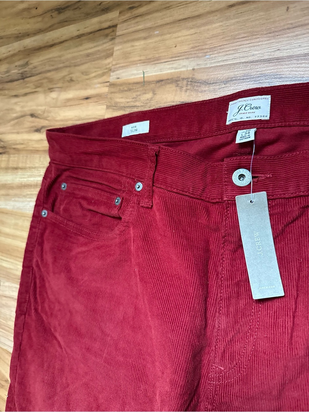 J. Crew Men's Deep Red Corduroy Pants
